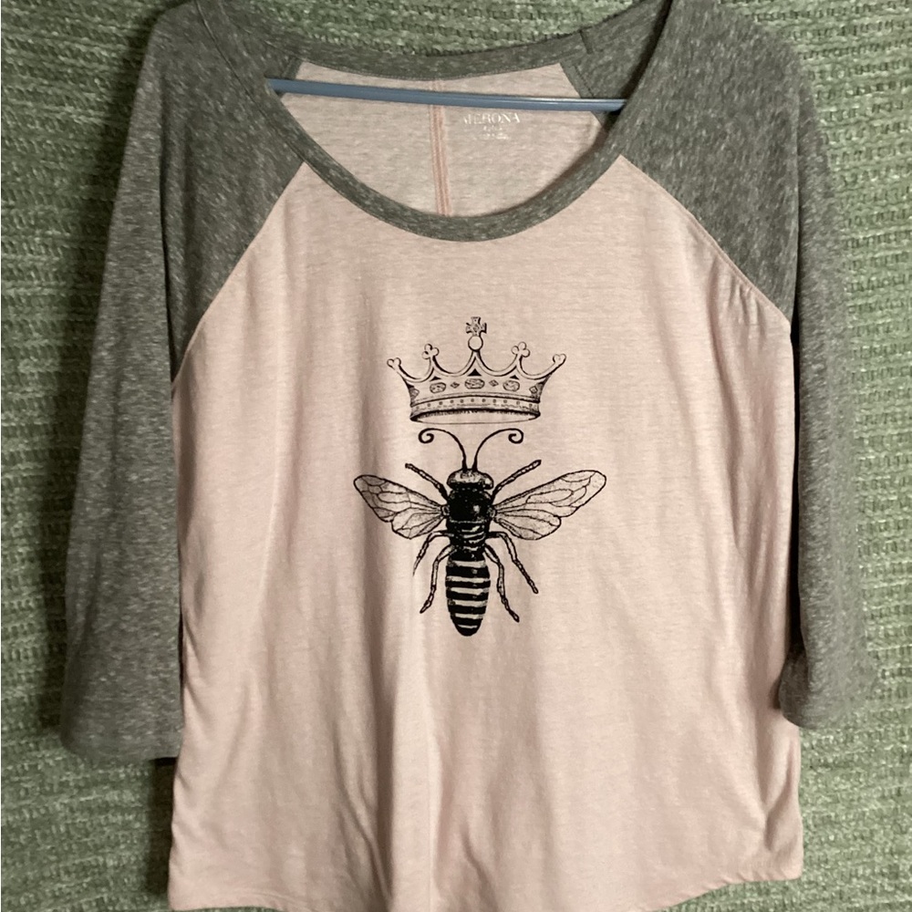 Merona Pink and Gray Graphic Raglan Tee